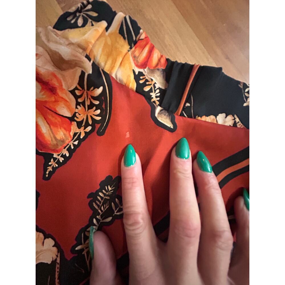 River Island Off the shoulder Satin Top copper tropical print blouse size 10 - Picture 6 of 10